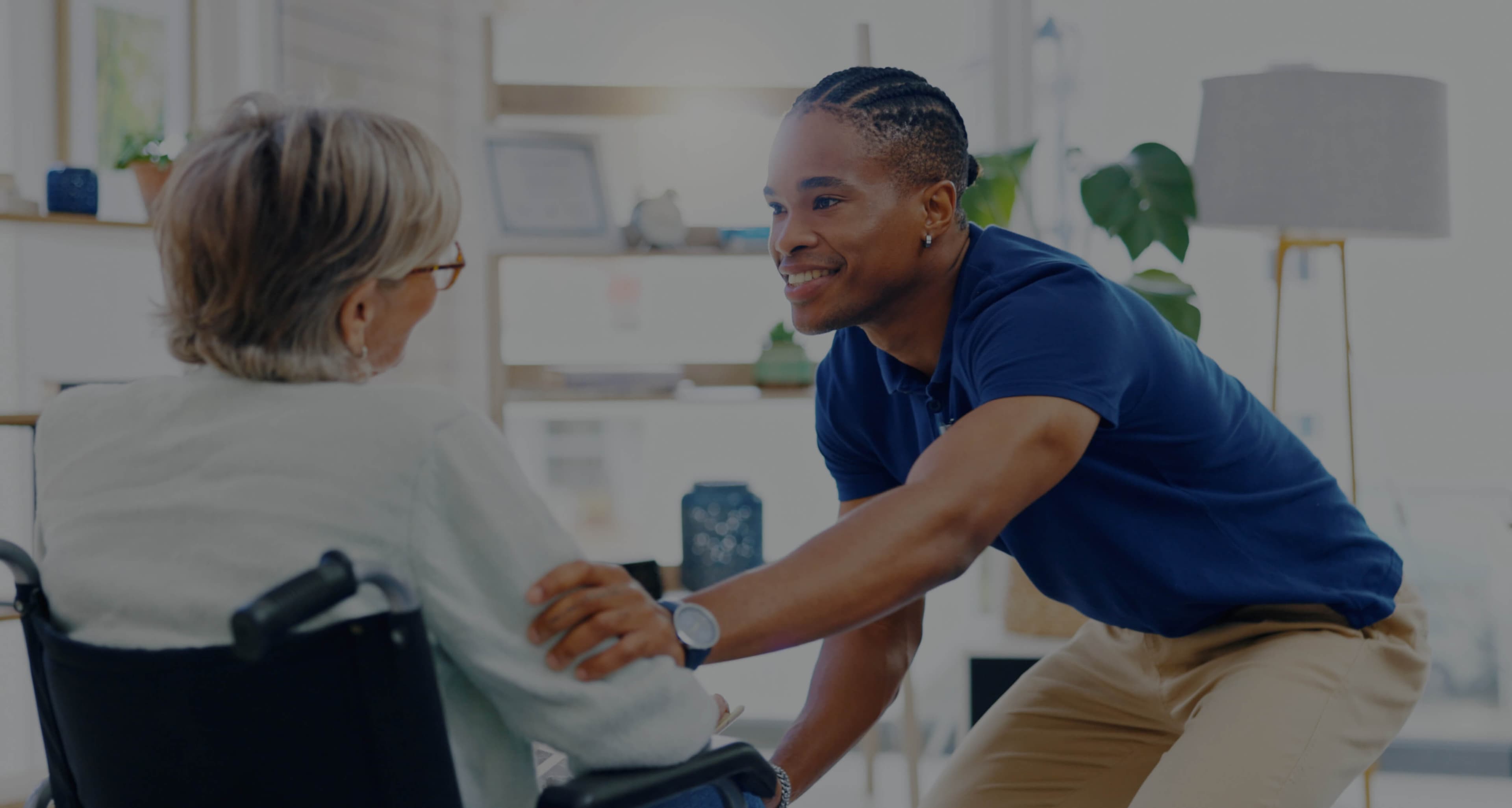 Caregiver assisting patient